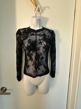 Free people Black Lace Long-Sleeve Sheer Top - Women's